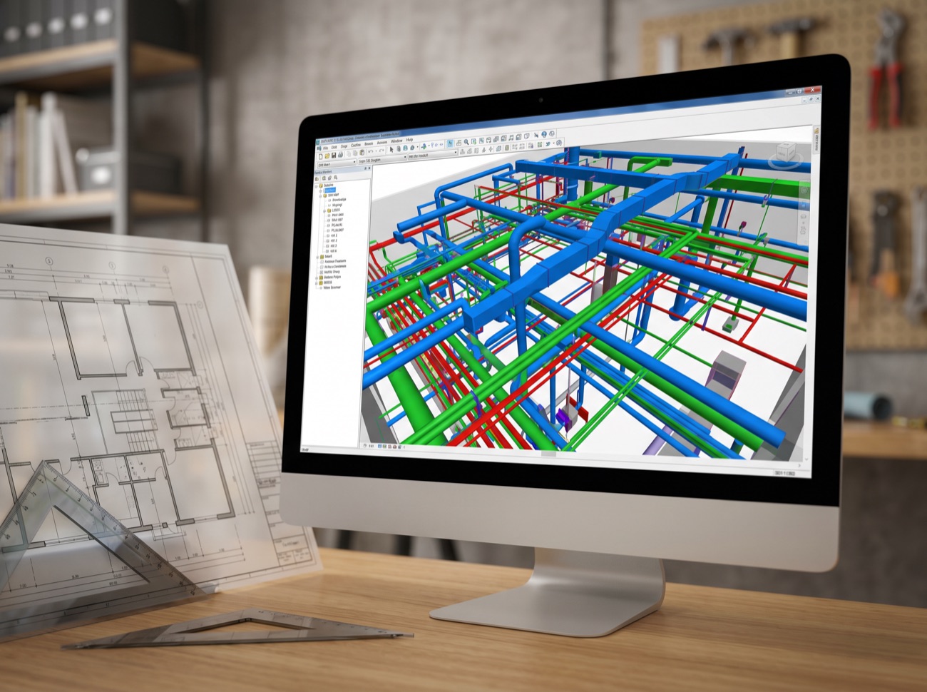 Engineer reviewing technical documentation and load calculations
